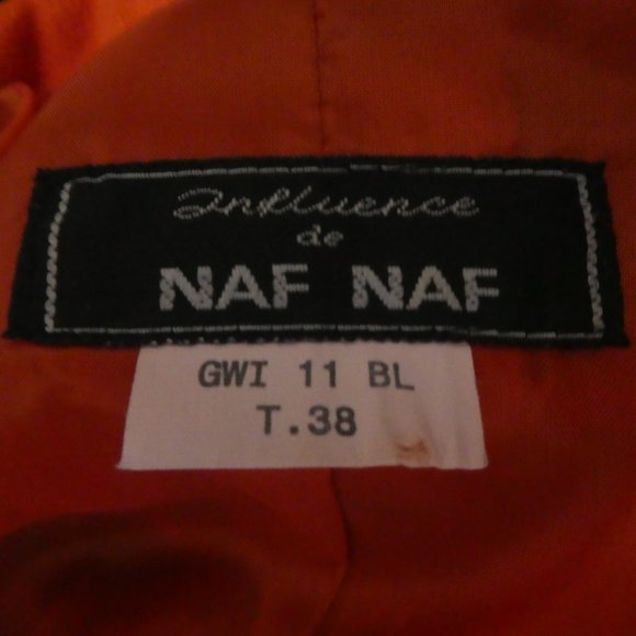 INFLUENCE DE NAF NAF | GWI 11 BL T 38 | Gorgeous Orange Pea Coat | NWOT - Picture 16 of 16